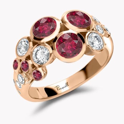 Bubbles Ruby and Diamond Dress Ring 2.77ct in 18ct Rose Gold