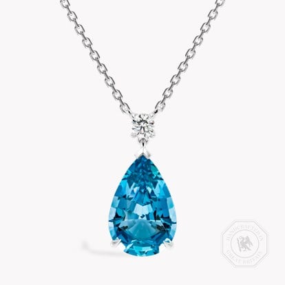 Pear Shaped 11.15ct Lukusuzi Aquamarine and Diamond Pendant in 18ct White Gold 