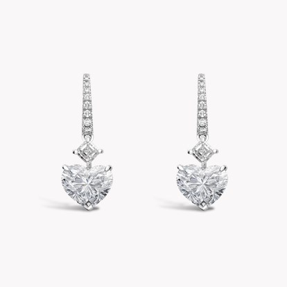 Heart Shaped 4.07ct Diamond Drop Earrings