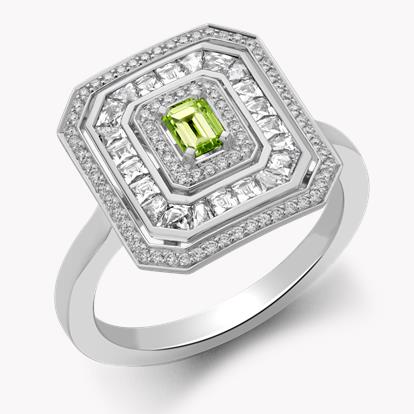 Masterpiece Fancy Intense Yellow-Green Diamond Ripple Ring 0.22ct in Platinum