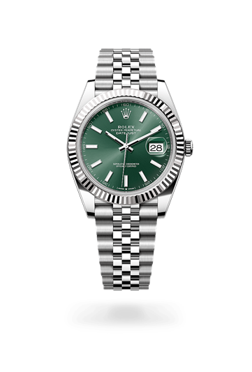 Datejust 41 * Oyster, 41 mm, Oystersteel and white gold with a Slate Fluted bezel and Jubilee, five-piece links bracelet