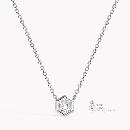 Honeycomb Diamond Solitare Pendant 1.11ct in 18ct White Gold