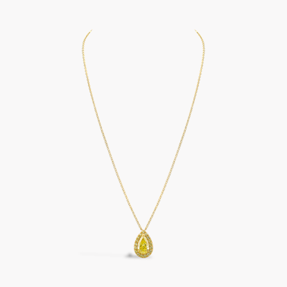 Celestial Pear Shaped 1.00ct Fancy Intense Yellow Diamond Pendant