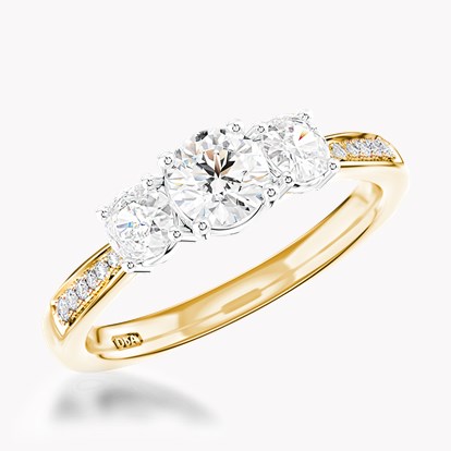 0.59ct Diamond Three-Stone Ring 18ct Yellow Gold and Platinum Duchess Setting