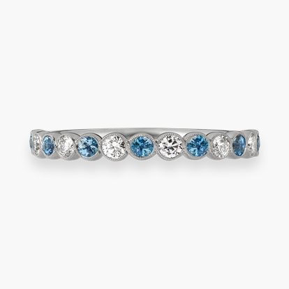 Brilliant Cut 0.28ct Aquamarine and Diamond Half Eternity Ring
