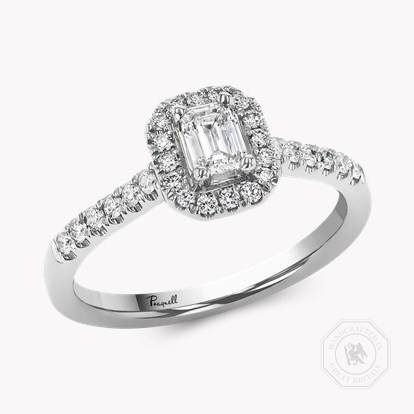 Celestial 0.30ct Emerald Cut Diamond Cluster Ring in Platinum