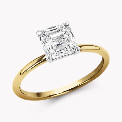 1.51ct Diamond Solitaire Ring - Asscher Cut 1.51ct in 18ct Yellow Gold and Platinum