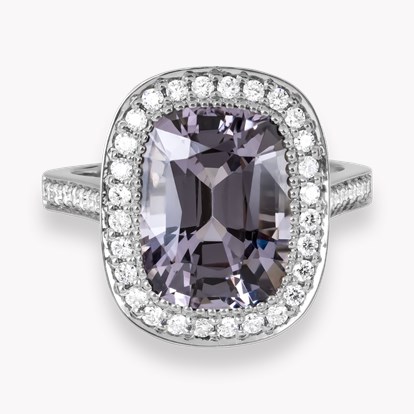 Cushion Cut 5.08ct Burma Spinel and Diamond Ring