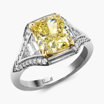Masterpiece Astoria 3.02ct Fancy Vivid Yellow Diamond Ring in Platinum & 18ct Yellow Gold