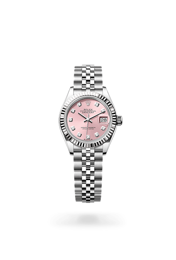 Lady-Datejust * Oyster, 28 mm, Oystersteel and white gold with a White Fluted bezel and Oyster, three-piece solid links bracelet