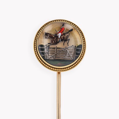 Victorian Crystal Horse and Rider Hunting Scene