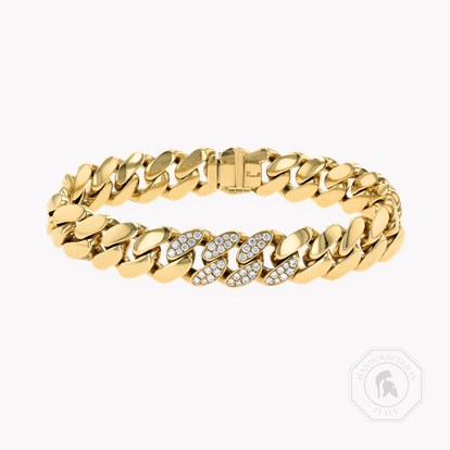 Fusion Polished Curb Link and 0.757ct Diamond Bracelet