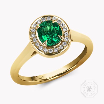 Classic 0.70ct Emerald and Diamond Cluster Ring in 18ct Yellow Gold