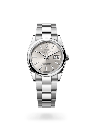 Datejust 36 * Oyster, 36 mm, Oystersteel with a Silver Domed bezel and Oyster, three-piece solid links bracelet