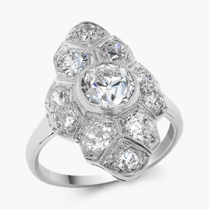 Edwardian Old Cut 0.95ct Diamond Cluster Ring