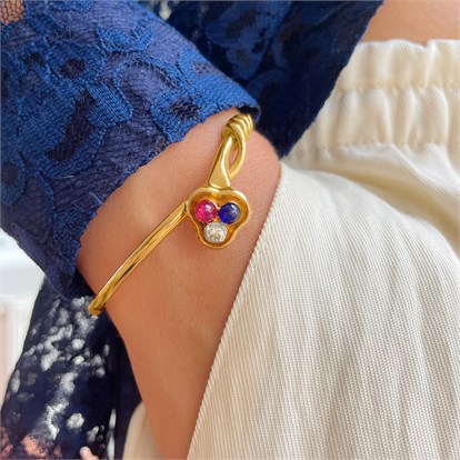 Edwardian hinged trefoil clover bangle