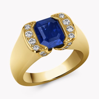 1990s Boucheron Madagascan Sapphire Signet Style Ring 2.84ct in 18ct Yellow Gold