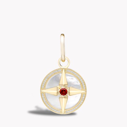 Garnet Pendant Charm in 18ct Yellow Gold