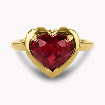 Skimming Stone 3.01ct Heartshape Mozambique Ruby and Diamond Ring