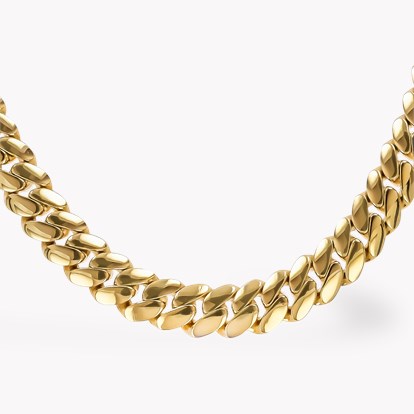 Fusion Long Polished Curb Link Necklace in 18ct Yellow Gold