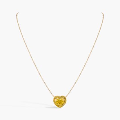 Heart Shaped 2.01ct South African Fancy Vivid Yellow Diamond Pendant