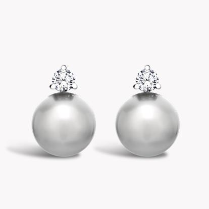 Tahitian Pearl Earrings - Claw Setting in 18ct White Gold10 - 11mm