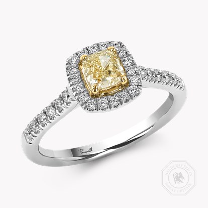 Celestial Radiant Cut 0.46ct Fancy Yellow Diamond Cluster Ring