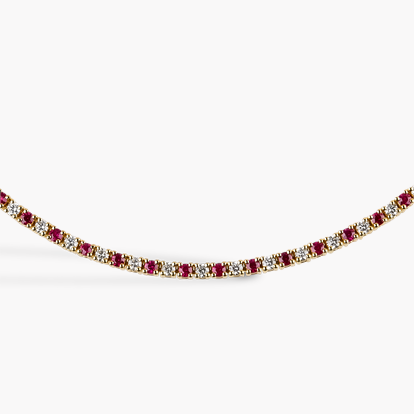 Brilliant Cut 3.59ct Ruby and Diamond Line Necklace