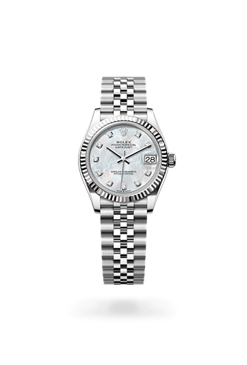 Datejust 31 * Oyster, 31 mm, Oystersteel and white gold with a Mint green Fluted bezel and Jubilee, five-piece links bracelet