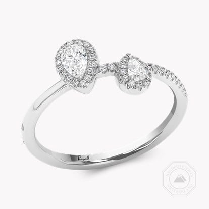 Skinny B Pear Shaped Diamond Ring 0.38ct in White Gold