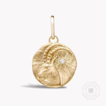 Capricorn Pendant Charm 0.08ct in 18ct Yellow Gold