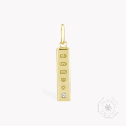 Long Ingot Pendant 0.17ct in 18ct Yellow Gold