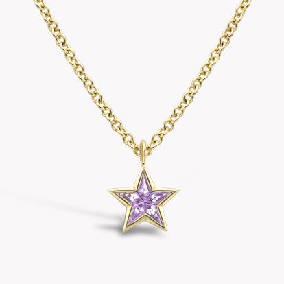 RockStar Purple Sapphire Pendant Necklace 0.23ct in Yellow Gold