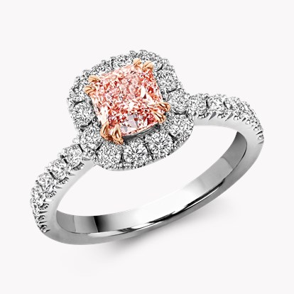 Fancy Light Pink Diamond Ring 1.06ct in Platinum and 18ct Rose Gold