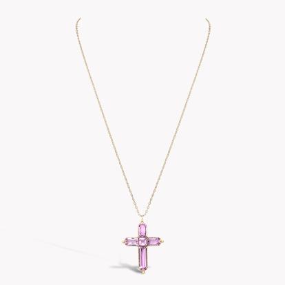 Georgian Pink Topaz Cross Pendant & Chain