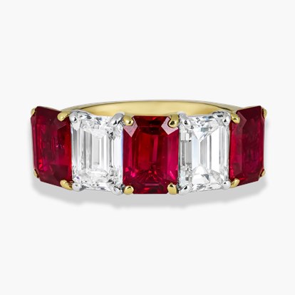 Octagonal Cut 3.44ct Ruby and Diamond Ring