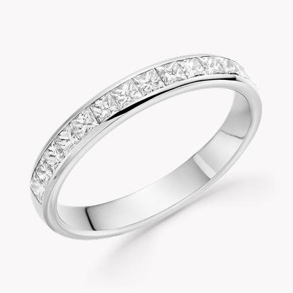 Princess Cut Diamond Half Eternity Ring 0.75ct in Platinum