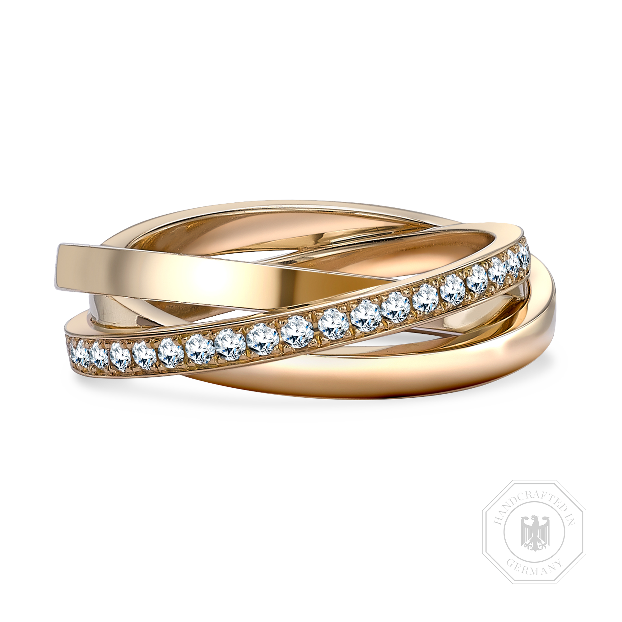 Trilogy Three-Row Diamond Ring Brilliant Cut, Three-Row, Grain Set_1