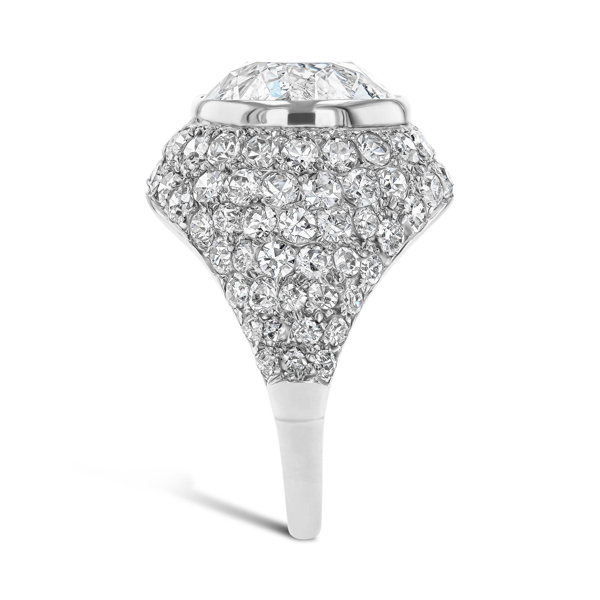 Art Deco Cartier Old Cut 5.10ct Diamond Bombé Ring Old Cut, Rubover Set_4