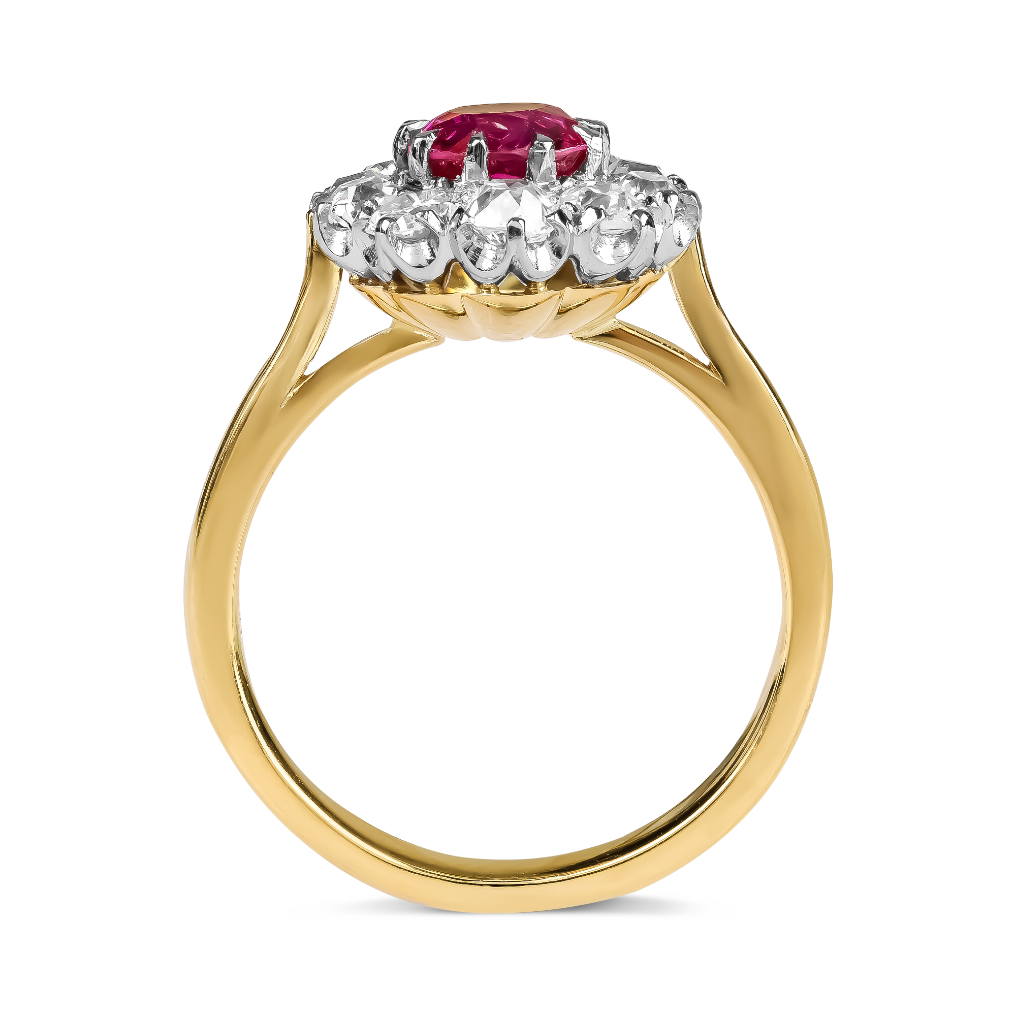 Oval Cut 1.10ct Ruby and Diamond Cluster Ring Oval Cut, Claw Set_3