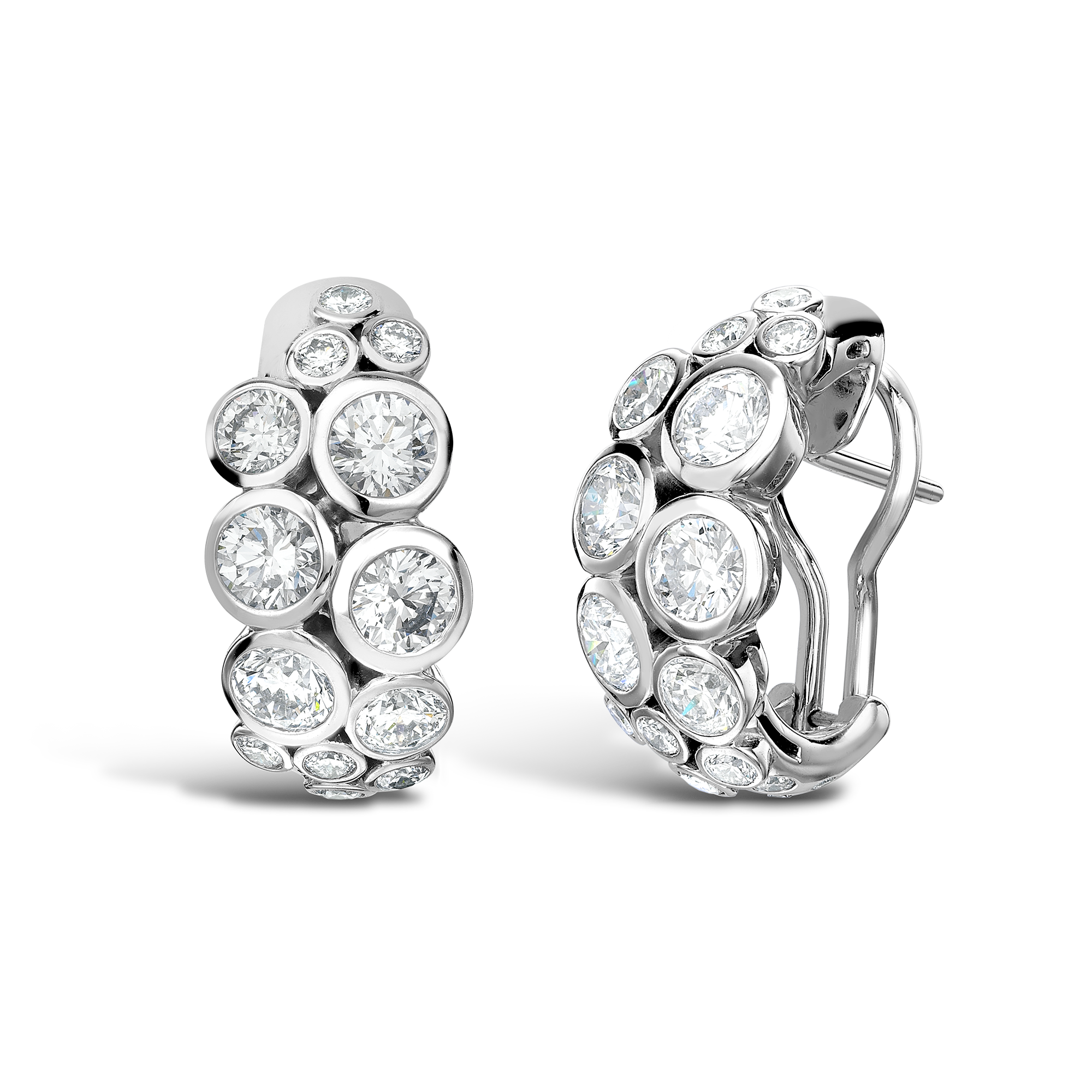 Bubbles Diamond Hoop Earrings Brilliant Cut, Rubover Set_1