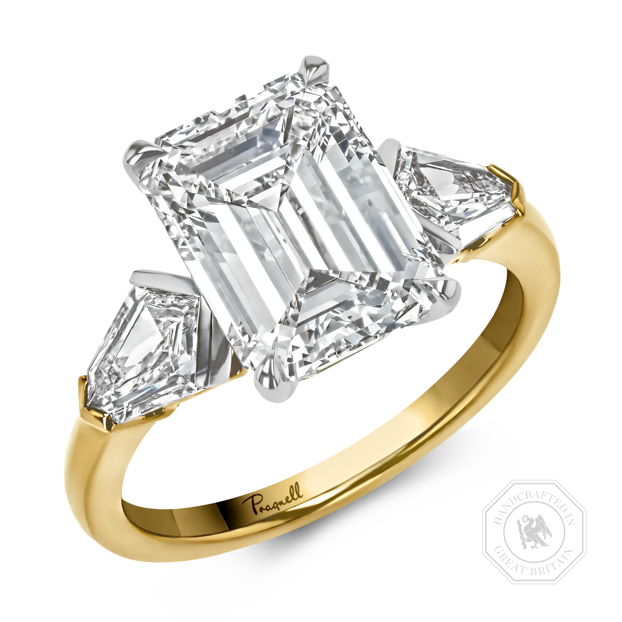 Kite Setting 4.04ct Emerald Cut Diamond Ring Emerald Cut, Claw Set_1