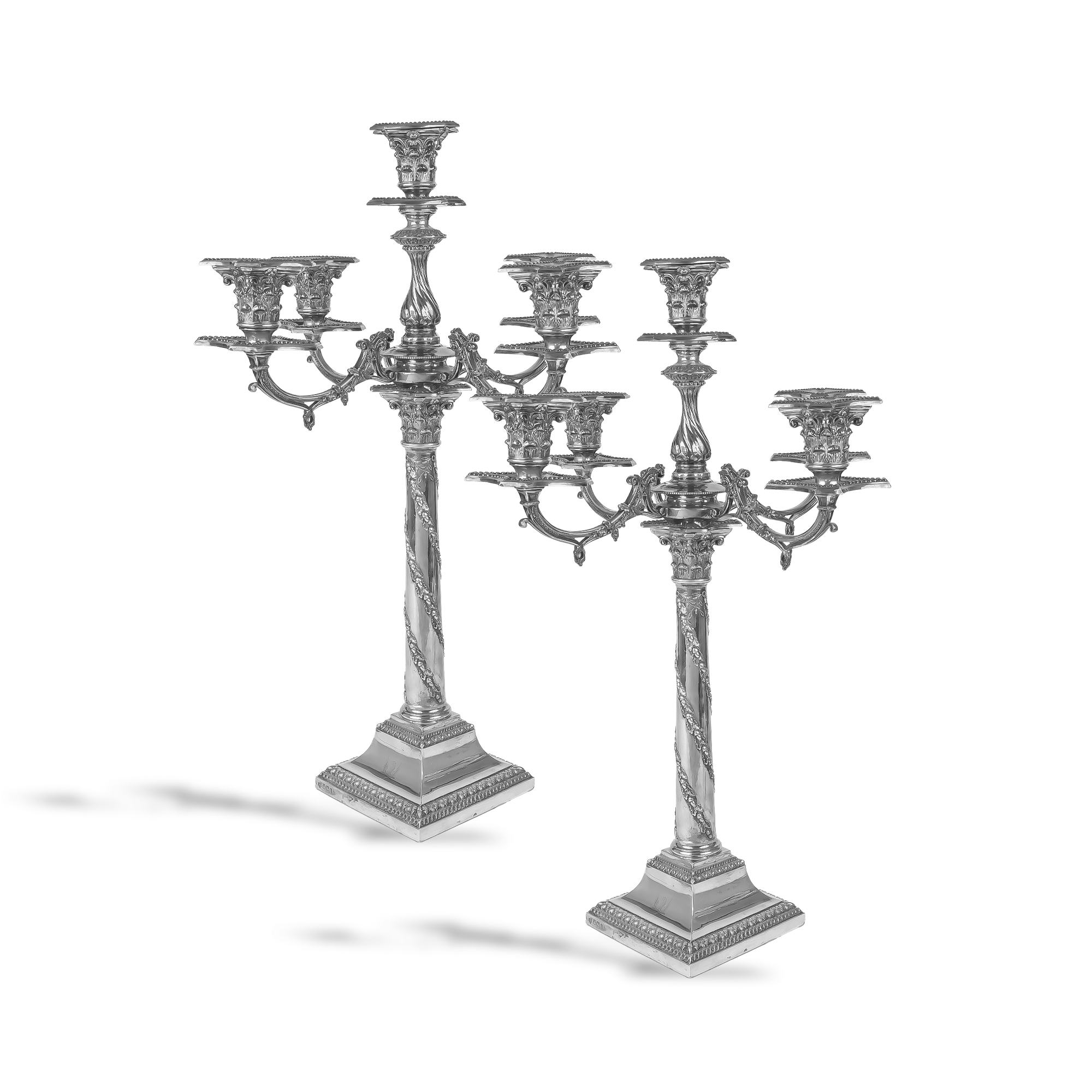 Silver Pair of Five-Light Candelabras Hallmarked Sheffield_2