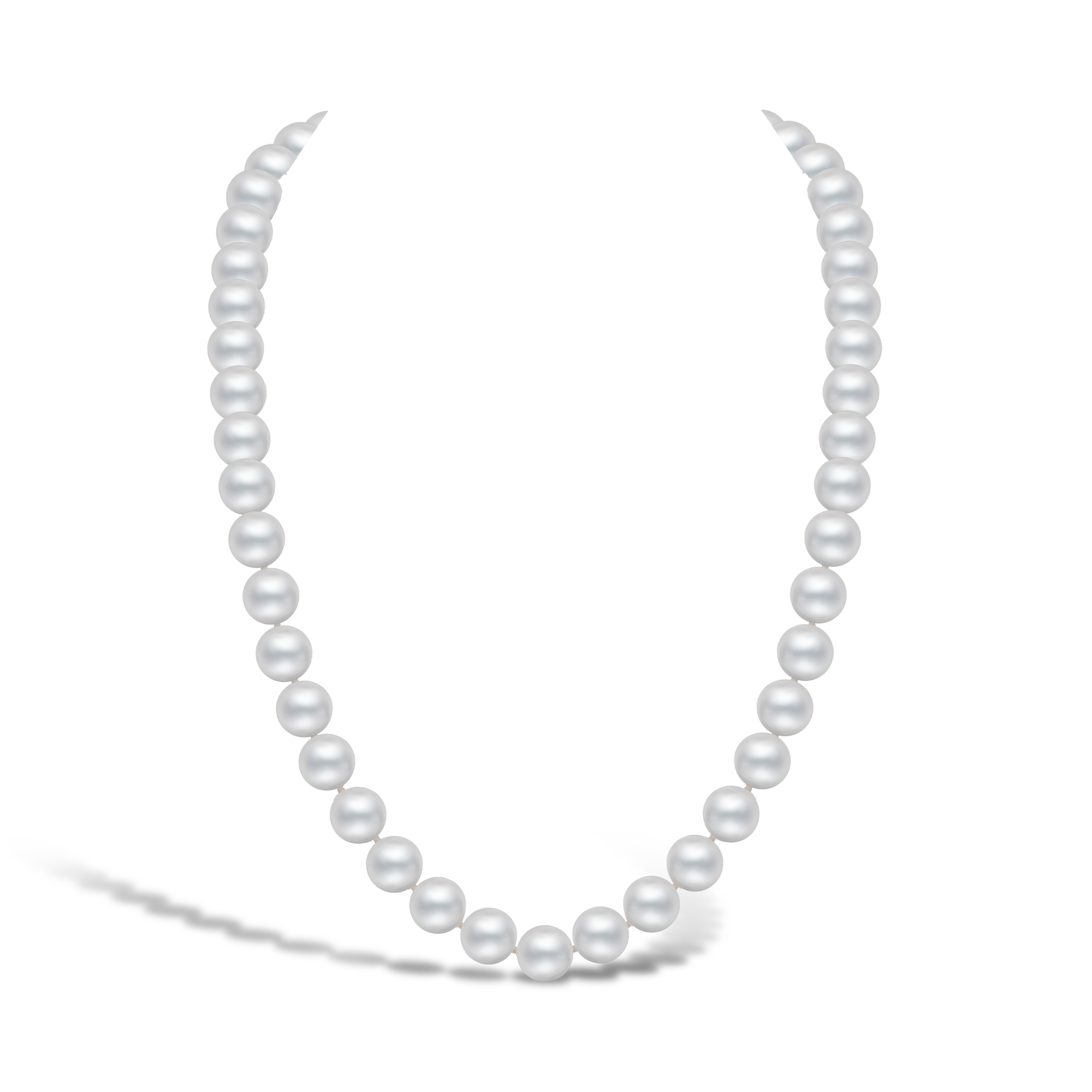 Akoya Pearl Necklace Silk Knotted Row with Gold Clasp_1