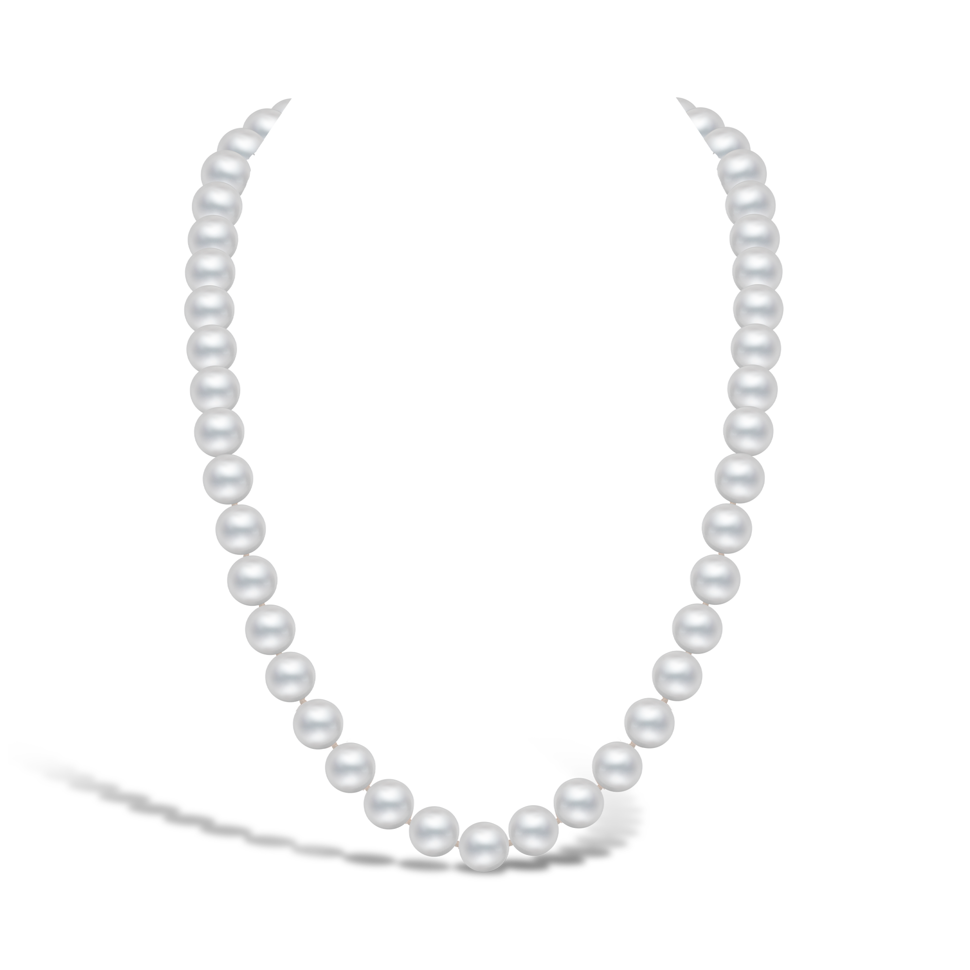 Akoya Pearl Necklace Silk Knotted Row with Gold Clasp_1