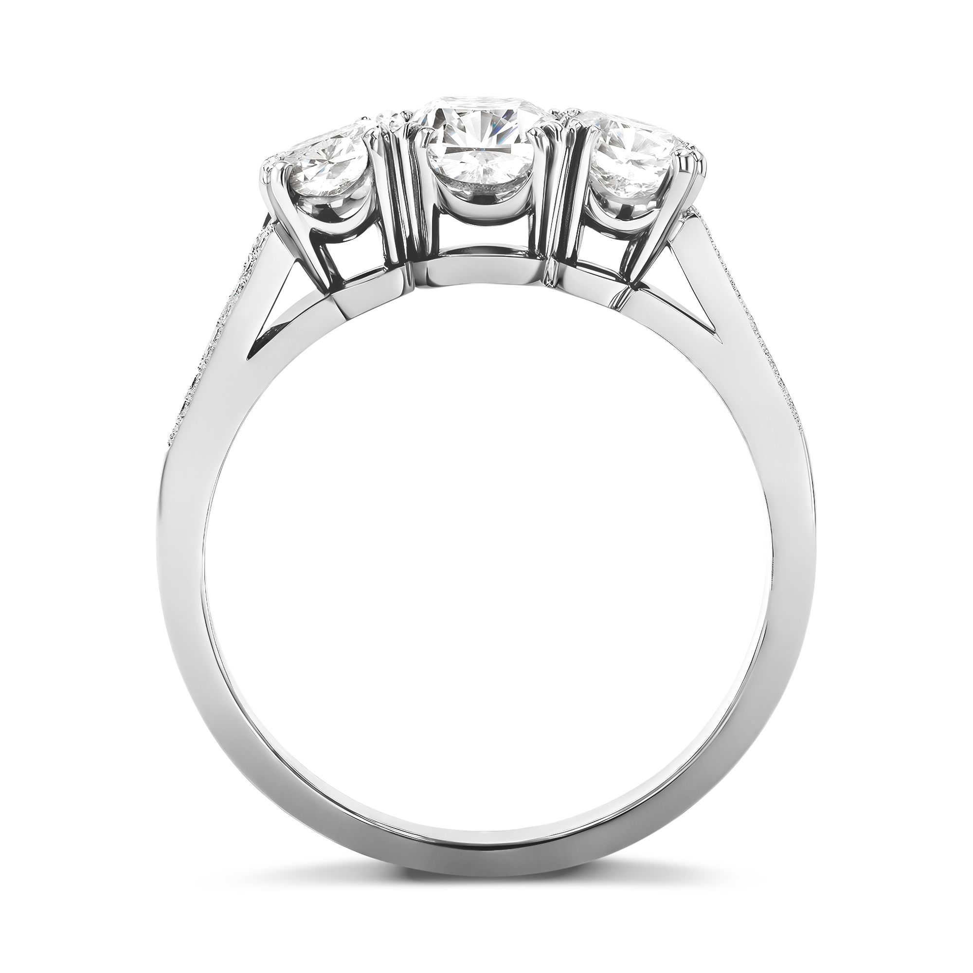 Imperial 0.91ct Diamond Three Stone Ring Cushion Cut, Claw Set_3