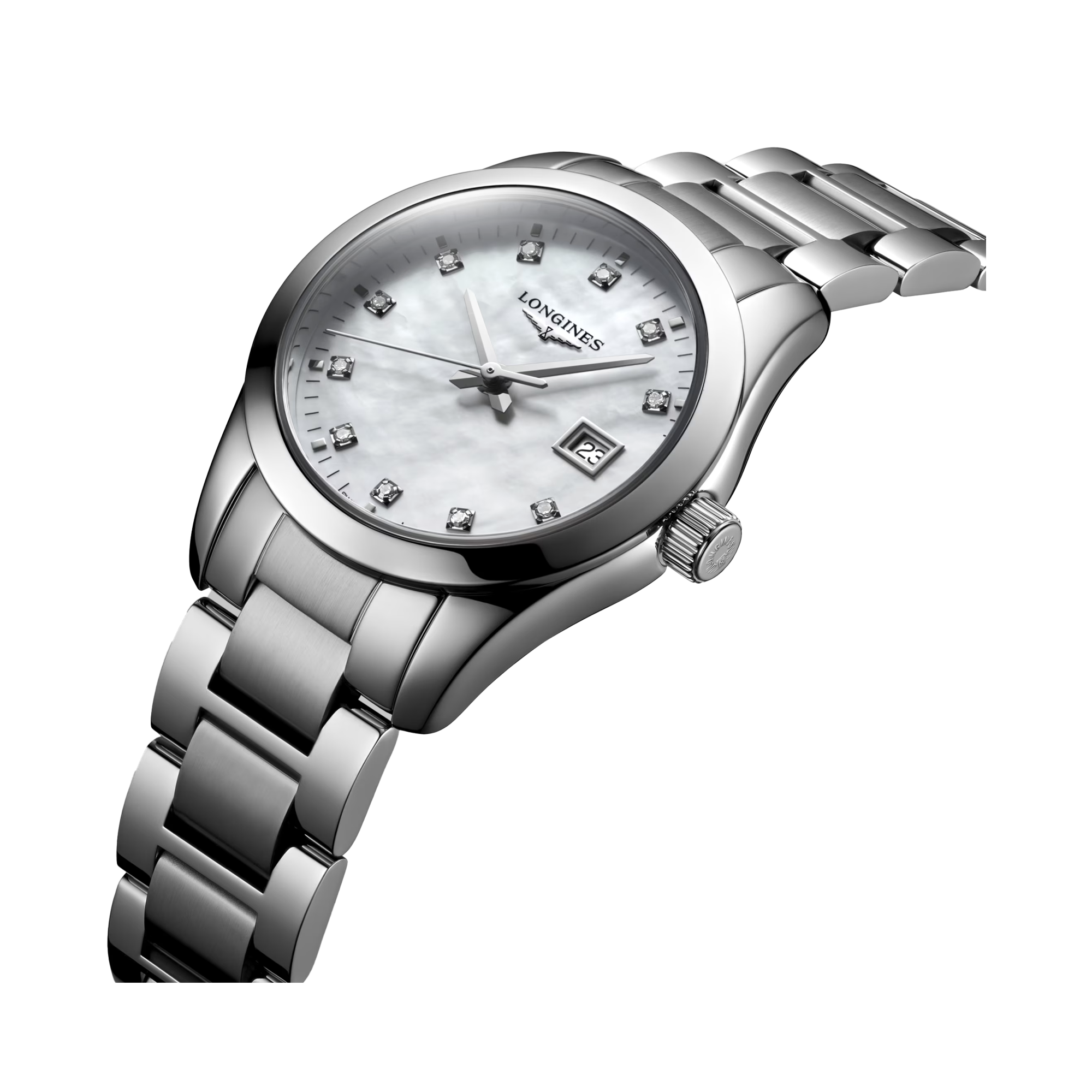 Longines Conquest Classic 29.5mm, Mother of Pearl Dial, Diamond Numerals_2