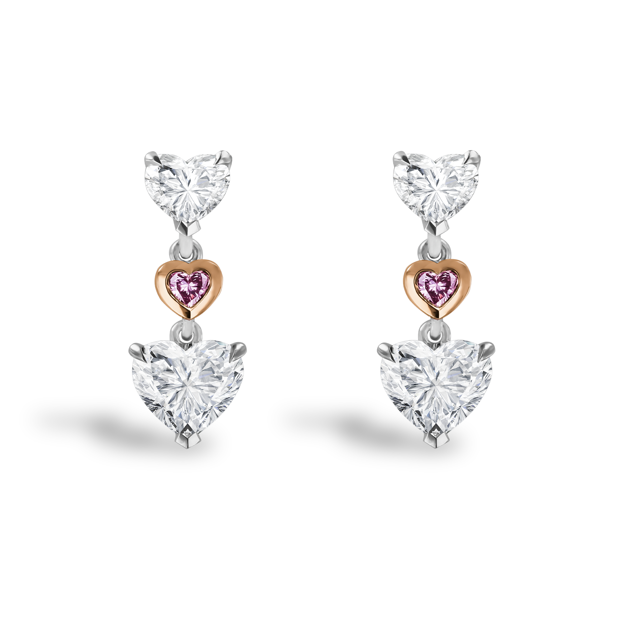 Masterpiece Heartshape Diamond Drop Earrings Heartshape, Claw set_1