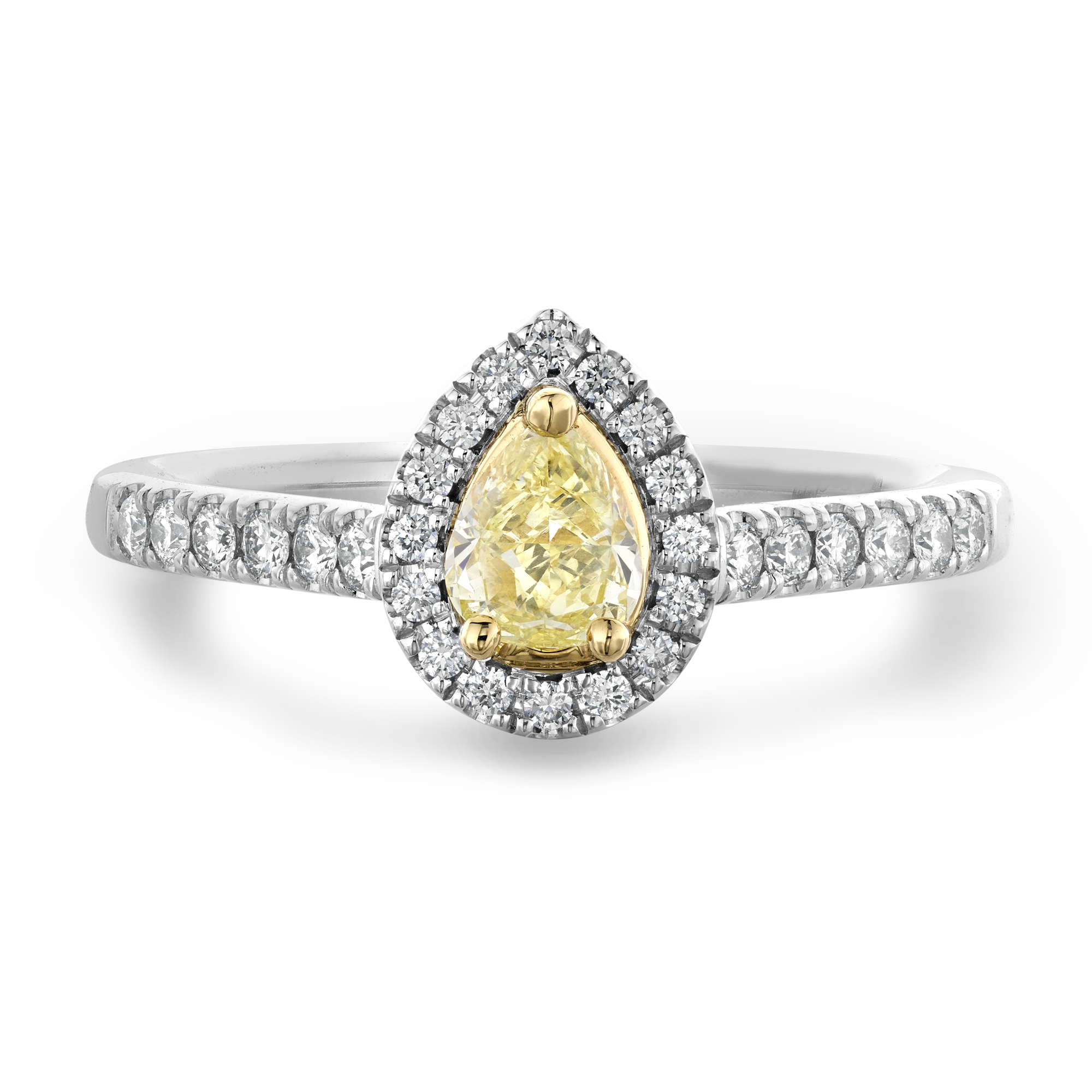 Celestial 0.36ct Fancy Light Yellow-Green Diamond Cluster Ring Pear & Brilliant Cut, Claw Set_2