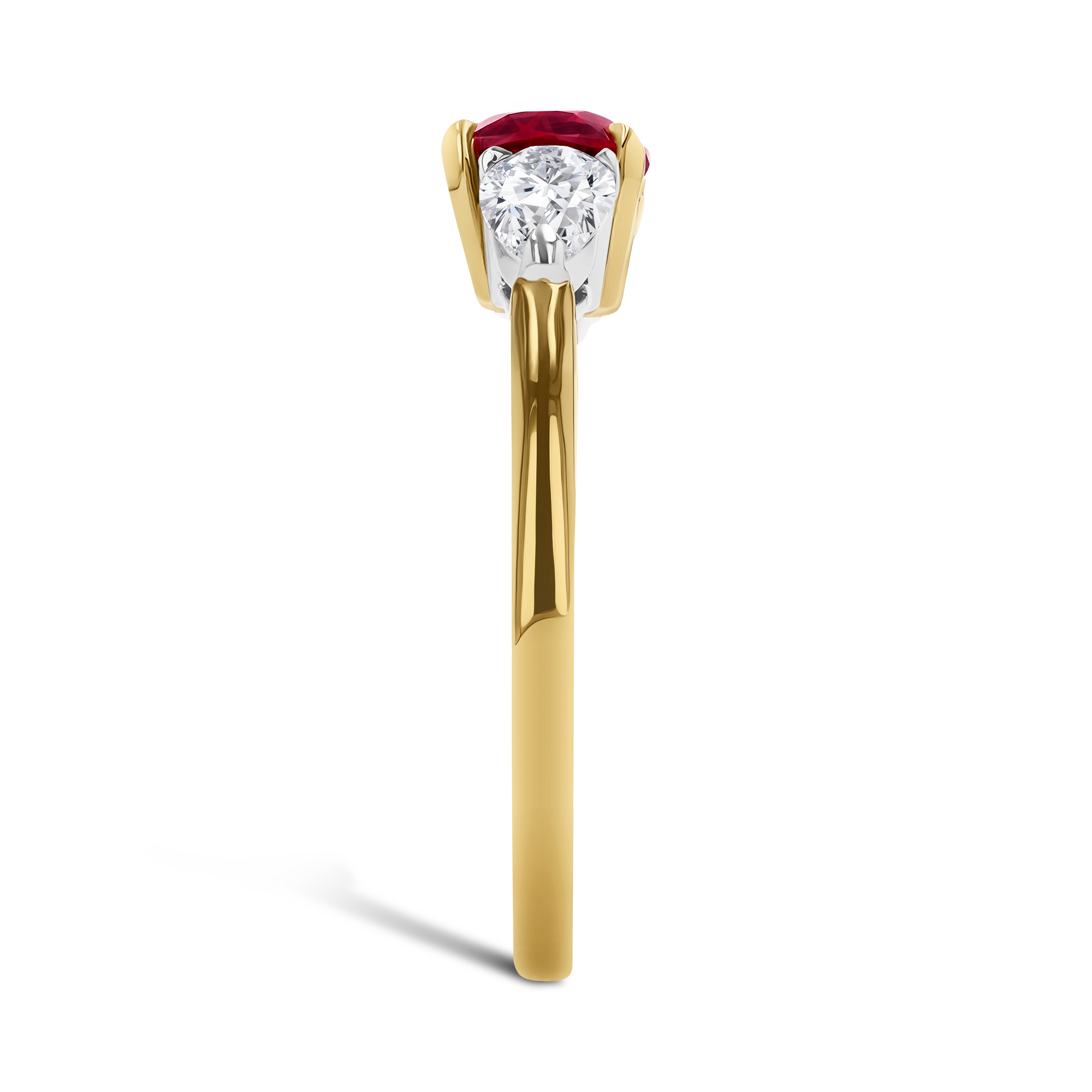 Cushion Cut 1.62ct Burmese Ruby and Diamond Ring Modern Cushion & Pear Cut, Claw Set_4